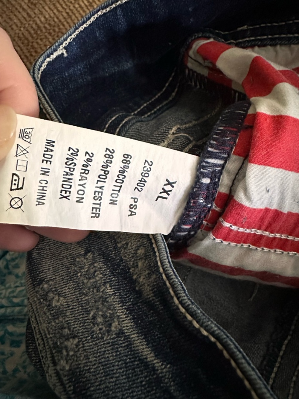 Flamingals American Flag Distressed Denim Shorts - Dark Blue - Picture 4 of 4